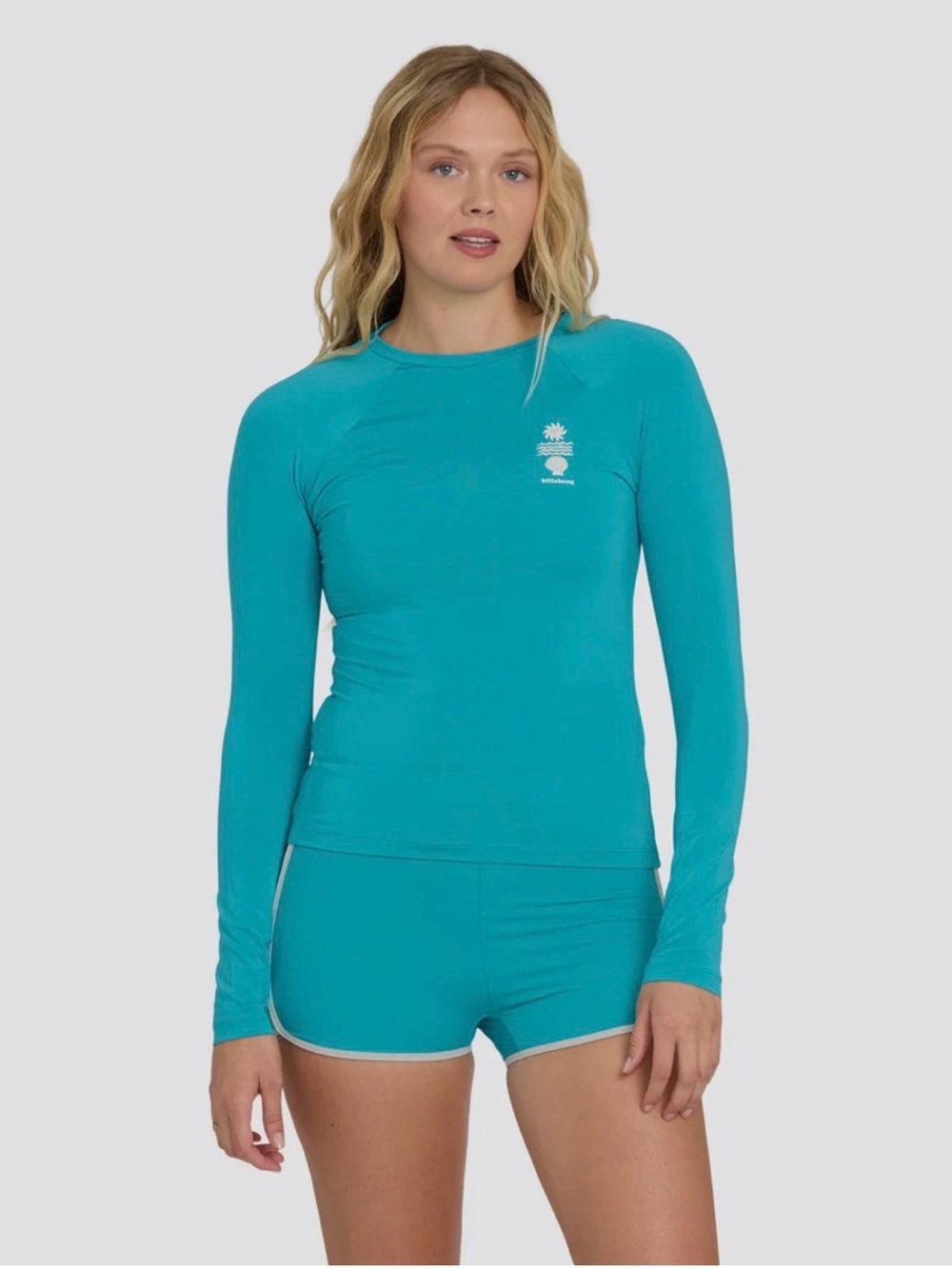 Billabong Turquoise Long Sleeve Rash Guard Top